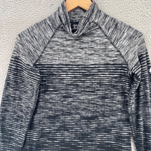 Nike Pro Top Womens Extra Large Gray Stripe Hyperwarm Turtleneck Pullover Active - Picture 2 of 10